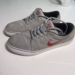 Nike Men's Satire Suede Sneakers Grey Red Size 10